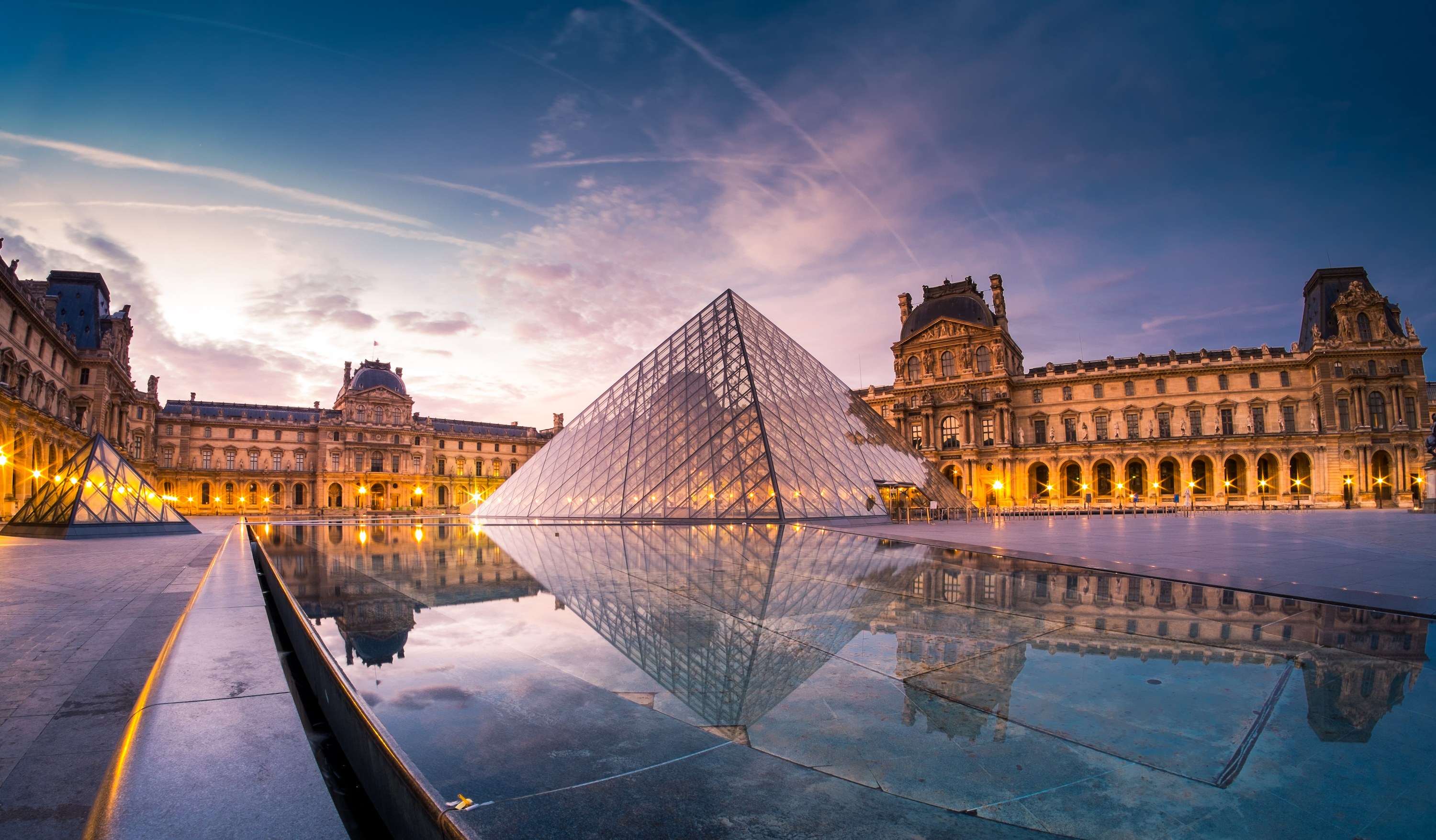 Louvre Pyramid, Awesome Louvre Pyramid, 3000x1757, #14416